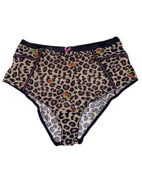 Torrid Betsey Johnson Womens High-Waist Panty Leopard Rose Ruched Plus Size 3